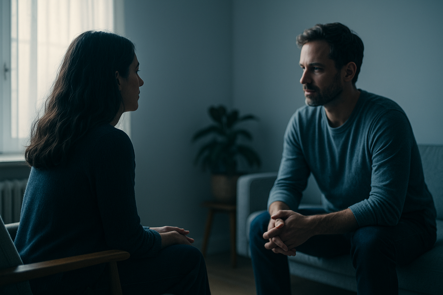 Deux silhouettes assises face à face illustrant le dialogue corporel en Gestalt-thérapie à L'Haÿ-les-Roses