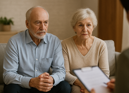 Couple senior en consultation de thrapie de couple  Alfortville